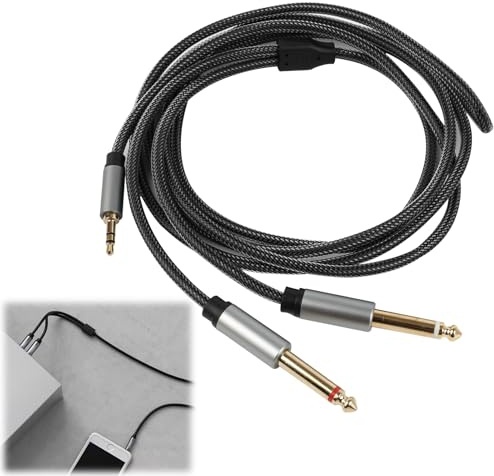 CeoxThao 3.5 mm Jack to Dual 6.35 mm Mono Y Audio Cable - Nylon Braided TRS to TS Splitter, Mini JACK to JACK Cable, Aux Splitter, High Fidelity Sound Quality for Instruments and Recording Devices