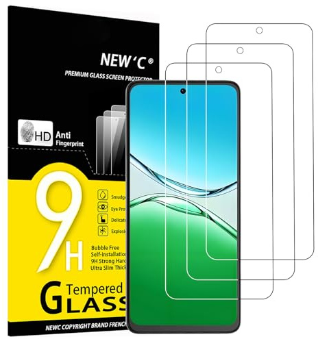 NEW'C Lot de 3, Verre Trempé pour OPPO A5 5G/4G Protection efficace contre les Rayures - sans Bulles - Ultra Résistant, Dureté 9H Glass
