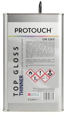 PROTOUCH Top Gloss Thinner Professional Paint Solvent, 5 Litre | For Lacquers and Primers, Made in Britain