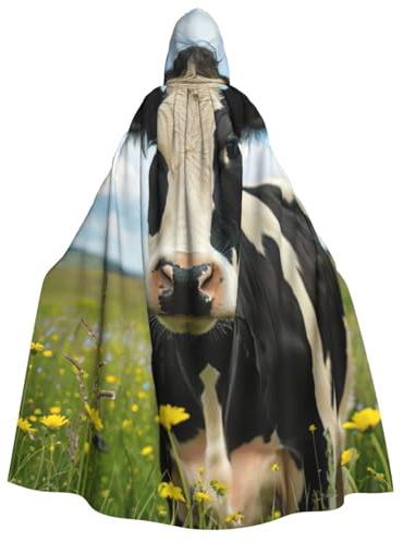 Jkkghll Capa con capucha con estampado de vaca lechera unisex para adultos, para Halloween, Navidad y fiestas temáticas de carnaval