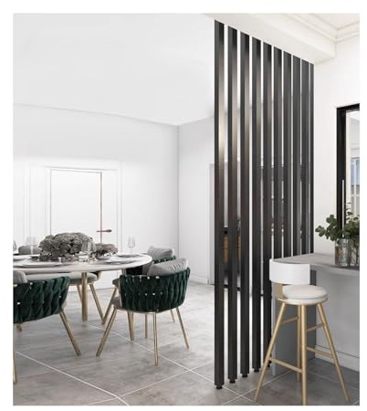 Generisch Raumteiler, Aluminium-Lamellen, Trennwand, Holzimitat -Finish, Boden bis Decke, ideal für Wohnzimmer, Schlafzimmer, Büro, Restaurant，Metall(4 Root,230cm/90.5in/7.54ft)