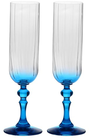 Krosno Bicchieri da Champagne 2 x 220 ml, Stelo turchese, Collezione Bubble | Flûte da spumante, Calici da prosecco, cocktail, Cristallo senza piombo, Lavabili in lavastoviglie, Elegante vetro colorato