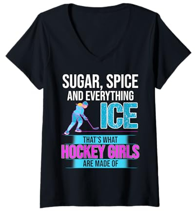Donna Vestito da Ragazza da Hockey per Donna! Hockey su Ghiaccio Maglietta con Collo a V