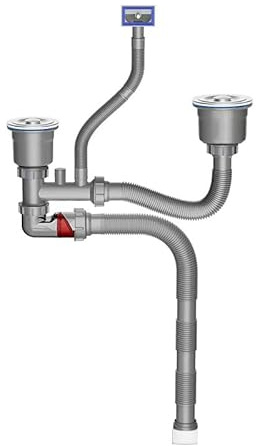 BUBEFSKD Structure de drainage en PVC pour lavabo 140 mm 110 mm Double bonde lisse Installation facile Kit de vidange permanent cinq mille pour lavabos Double sortie