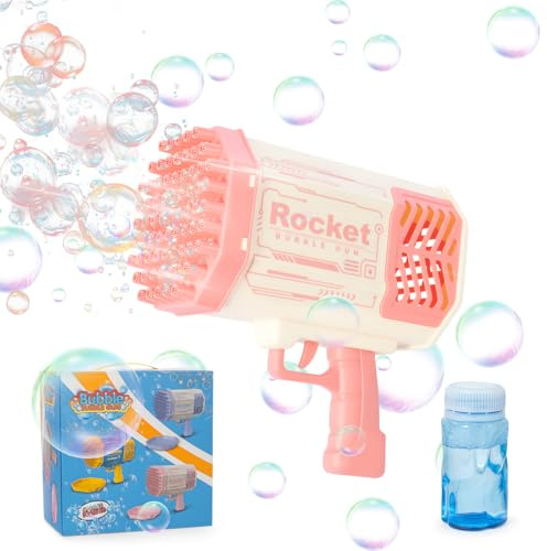 Trintion Bubble Gun Bubble Maker Outdoor Garden Party Games Toys 5000+ Bubbles Per Minute Outdoor Indoor Blaster for 3-8 Year Olds Girls Boys, Kids Birthday Gifts Bubble Blaster, Pink