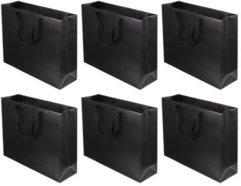 JOINPAYA 6 Stück-pack Schwarze Bonbonbehälter aus Papier mit Griffen Faltbare Süßigkeitentüten Geschenktaschen für Einkauf und Feiertage