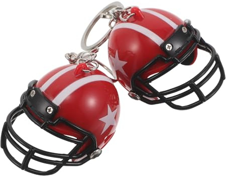 YARNOW 2 Stück Football Schlüsselanhänger Kleiner Helm Souvenir aus Kunststoff und Legierung mit Sicherer Aufhängung für Rucksack und Autoschlüssel als Partygeschenk für Jungen