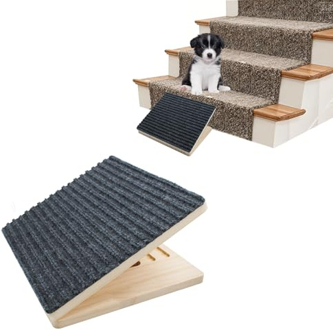 Rampa para perros de madera para escaleras, ajustable con superficie antideslizante, Rampa de ayuda plegable para perros pequeños y gatos