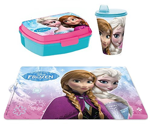 set Colazione Box Portapanini con Bicchiere,Frozen Principesse Lunchbox Portamerenda Bambini Scuola