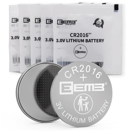 EEMB 5 PACK CR2016 Battery Cell 3V Lithium Mercury free Long Life Strong Power 2016 Coin Button Batteries ECR2016 DL2016 for electronic devices, Car Keys,Watch, Household items