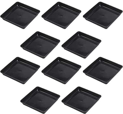 Yardwe Untersetzer Blumentopf Eckig 15x15 cm, Schwarzes, Kunststoff, Ideal FüR Pflanzen Und Blumen