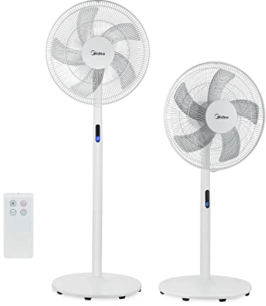 Midea FS40-18BR Ventilatore a Piantana, 3 in 1 Ventilatore Silenzioso 38 dB(A) con Display LED, Telecomando, Ventola a 5 pale, Funzione Turbo, Tomer 8 Ore, 8 Livelli di velocità, Oscillazione 85°