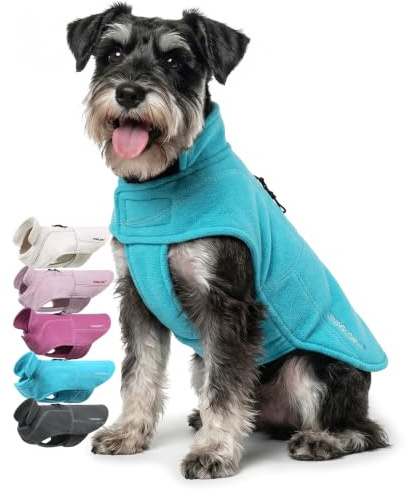 VIVAGLORY Wintermantel Hund Softpad Fleecejacke Hundemantel, S, Türkis | Hundemantel Hundejacke Fleecemantel mit Bauchschutz, Fleece Reflektierend Verstellbar Softshell für Hund