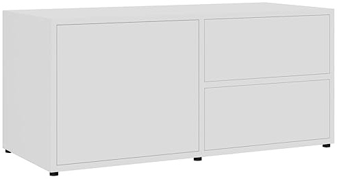 vidaXL TV Schrank mit 2 Schubladen 1 Fach Lowboard TV Möbel Sideboard Fernsehtisch Fernsehschrank HiFi-Schrank Weiß 80x34x36cm Holzwerkstoff