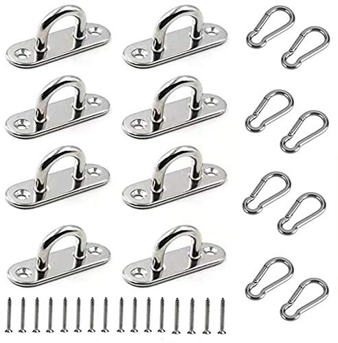 16 Stück Edelstahl Augplatte mit Öse Stück Quadrat, Runde Deckenhaken Edelstahl Augplatte Öffnung Haken Augenplatte Anker Schwerlast Schraubmontage Wand Haken Karabiner zum Aufhängen Takelage