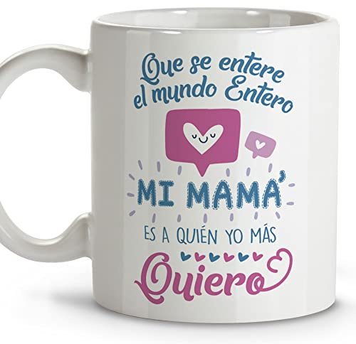 LolaPix Tazas Mamá. Taza Mamá Te Quiero. Detalles Dia de la Madre. Regalos para Mama Original. Tazas Desayuno Originales. Taza Cerámica 330 ml. Regalos con Frases. Día de la Madre.