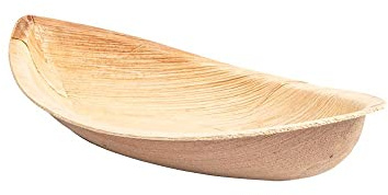 wisefood Cuencos de hoja de palma para los dedos, 25 unidades, ecológicos, desechables, 20 cm, 300 ml, cuencos para aperitivos compostables, de hoja de palma, cuencos sostenibles para salchichas