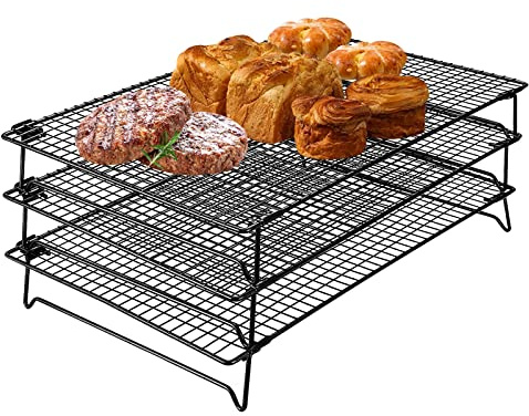 Upgraded Stackable Cooling Rack for Baking,3 Tier Jerky Rack Cooling Racks for Cooking and Baking,Cookie Cooling Rack Baking Racks,Drying Racks,Oven Safe,17”x 11”
