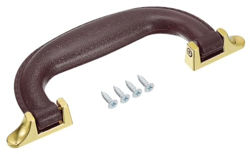 sourcing map Luggage Handles, 155mm/6.1inch PU Leather Pull Handle Suitcase Case Replacement Handles with Screws for Case Suitcase Toolbox, Wine Red