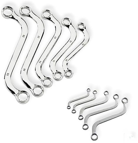 Terryshop74 Set di 5 Chiavi a Bussola Doppie ad Anello Acciaio al Cromo Vanadio, Misure 10-12-15-17-18 mm, Qualità Professionale per Meccanici e Fai da Te