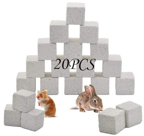 PINVNBY 20 Pcs Lava Blocks for Rabbits,Chinchillas Lava Block Hamster Mineral Stone Small Animals Square Calcium Stones Teeth Pumice Grinding Chews Toy for Bunny Hamsters Chinchilla Guinea Pig