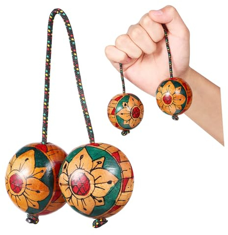Wooden Hand Painted Rhythm Sand Ball Shaker Single Hand Percussion