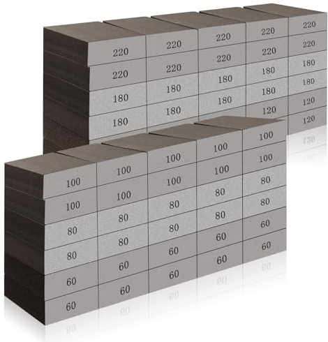 Rocaris 60 Pack Sanding Blocks, Washable and Reusable Sanding Sponge Fine Coarse for Wood and Drywall 60, 80, 100, 120, 180, 220 Grit