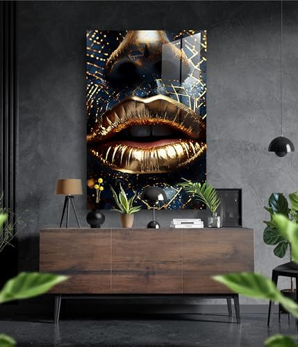 Manschin-Laserdesign Premium Wandbild aus Acrylglas Lippen - KEIN Leinwandbild - modern Wandbilder XXL Wanddekoration Design Wand Bild Abstrakt (60 x40 cm)