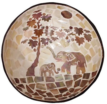 OUNONA Candy Snacks Bowl Key Holder Unique Natural Coconut Shell Bowl Coffee Colour Timber Material Creative Decorative Accessory for Dining Room