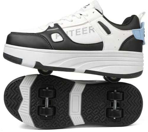 Schuhe mit Rollen für Jungen Mädchen Skateboardschuhe für Kinder Erwachsene Rollschuhe Outdoorschuhe Turnschuhe 2-in-1-Multifunktionsrollschuhe Sneakers Sportschuhe (WOW-V11, 39EU)