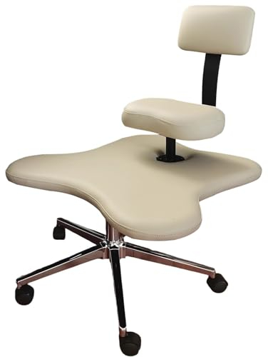 HDYZJQ kniestuhl ergonomisch Leder-Bürostuhl mit gekreuzten Beinen und Rollen, Meditations-Bodenstühle für Erwachsene, tragbar, kniender Schreibtischstuhl mit höhenverstellbarer Rückenlehne(White)