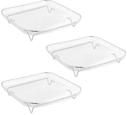 3 Piezas Rejillas para Freidora de Aire, Estante para deshidratador, Bandeja de Acero Inoxidable para Freidora de Aire Rejillas Apilables, 3 cestas apilables, para Freidora de Aire Hornear Asar