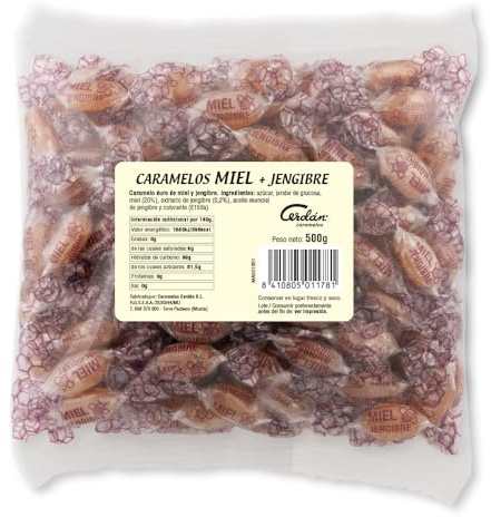Caramelos Cerdán - Caramelo con 20% de Miel Pura y Jengibre - 500 g
