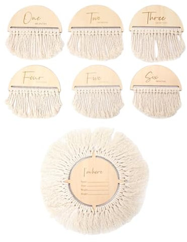 Hölzerne Baby Monatliche Meilensteinkarten, Baby Meilenstein Scheiben Holz Meilensteinkarten für das erste Jahr, Foto Requisiten Baby Monatliche Holzkarten Geschenk zur Geburt und Babypartys
