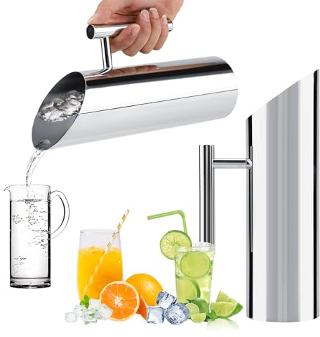 1.5L Stainless Steel Water Pitcher with Spout Guard, Food Grade Modern Metal Water Jug - Hot/Cold Drink - Heat Insulation Handle Ice Guard Water Pot for Iced/Hot Tea, Fruit Tea, Coffee, Milk