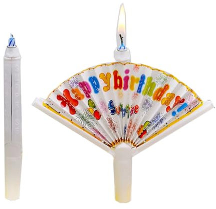 Factorys Wiederverwendbare Neuheit Fan Geburtstag Kerze Lustige Kinder Kuchen Dekoration Geburtstag Kerze Kuchen Wunsch Kerze (White, 14.7x1.7cm)
