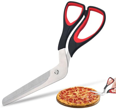 Pizzaschere, Multifunktionale Küchenschere, 27CM Pizzaschneider mit Scharfer Edelstahlklinge mit Weichem Griff, Pizzaschere für Crepes, Torten und Pizzen