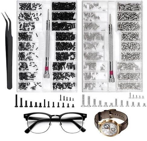 2 Box Micro Viti Ricambio -M1.2 M1.4 M2 Kit per Orologiai, Occhiali e PC, Viti Piccole per Dischi Rigidi, Computer, Portatili e Laptop, Set Viti di Riparazione con Cacciaviti Orologiaio e Pinzette