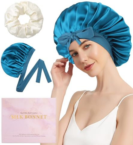 WELROG Seidenhaube zum Schlafen für Damen 100% Maulbeerseide Schlafhaube Seide Silk Bonnet Sleep Cap Haarschutz für die Nacht echte Seide