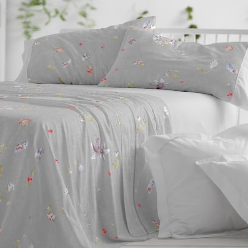 Burrito Blanco | Juego de sábanas Algodón | Cama de 105cm. (+Medidas Disponibles) | Diseño 629 | Color Gris (105x190/200cm.)