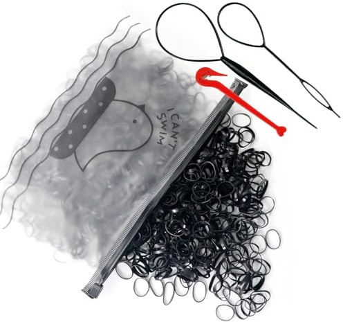 CATOR 1000 Piezas Mini Gomas de Pelo, Con 1 Removedor de Bandas Para el Cabello y 2 Uds Trenzador, Adecuado para Niñas y Bebés, Gomas pelo Pequeñas, Gomas de Pelo Niña, Gomas Elasticas Pelo