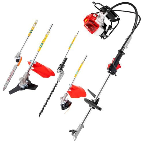 52 CC decespugliatore a benzina 4 in 1, potenza 1,7 kw 2 tempi, lunghezza di taglio 40 cm, dispositivo combinato, 8500 giri/min, capacità serbatoio 1 l, per l'agricoltura e la lotta contro gli incendi