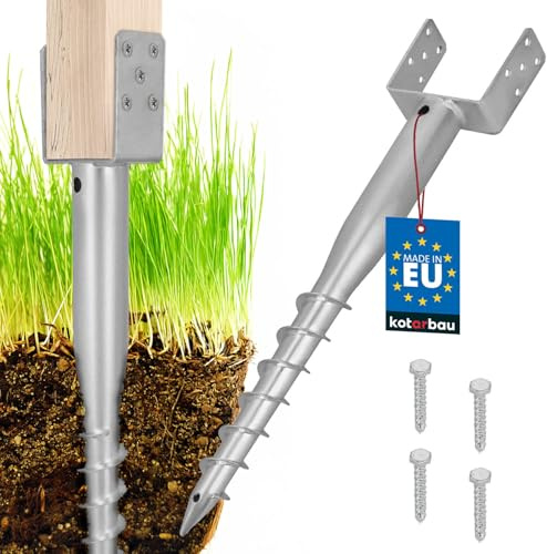 KOTARBAU® U Poste de soporte para atornillar 140x720mm de acero galvanizado Funda de impacto Funda de impacto para tierra Soporte de poste U-perno Ancla de tierra Punta de puesta a tierra Ancla para