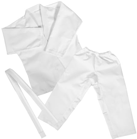 NOLITOY 1set Karate Uniform for Boys and Girls and Adults White Martial Arts Training Suit Belt Soft and Breathable for Karate and Taekwondo Practice