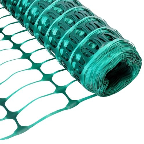 TuffLine Plastic Barrier Fencing Roll 1m x 50m 80GSM, Temporary Safety Fence Mesh, Garden Fencing Roll, Construction Site Barrier, Crowd Control Fencing - Green