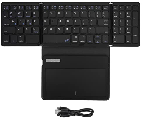 Teclado Plegable con Panel Táctil, Teclado de Tamaño Completo 5.1 de Baja Latencia para iOS, Ventanas, Material ABS de Cuero PU