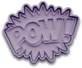Keksausstecher Comic Lautschrift Pow! – zweiteilig mit Stempel – Schwarz – Superhelden Ausstechform aus PLA – Geschenk für Comic Fans, Kindergeburtstag, Motto-Party