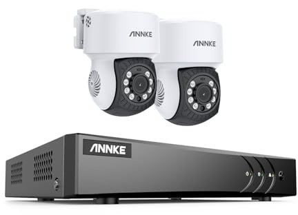 ANNKE Wired Security CCTV Camera Systems Outdoor, Smart Human & Vehicle Detection, 8 Channel 3K Lite DVR with 2x 2MP AHD Home Surveillance PT Cams, 100ft IR Night Vision, Remote access,IP65, NO HDD