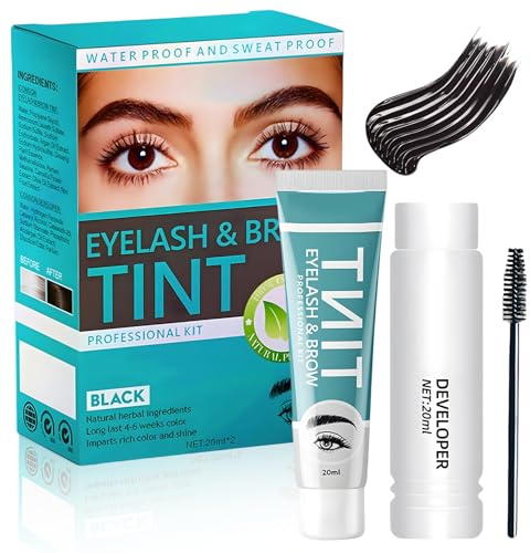 Kit de Teinture pour Sourcils,Soin colorant pour sourcils,Colorant Crème pour une Beauté des Sourcils,Application Facile à Domicile,Apporte un soin doux(Noir)
