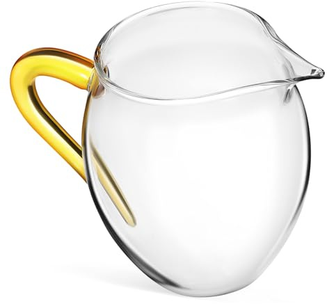 ABOOFAN Vidrio Transparente Jarra Resistente al Calor con Diseño Ergonómico Antiquemaduras Antigoteo Base Plana Estable para Té y Leche